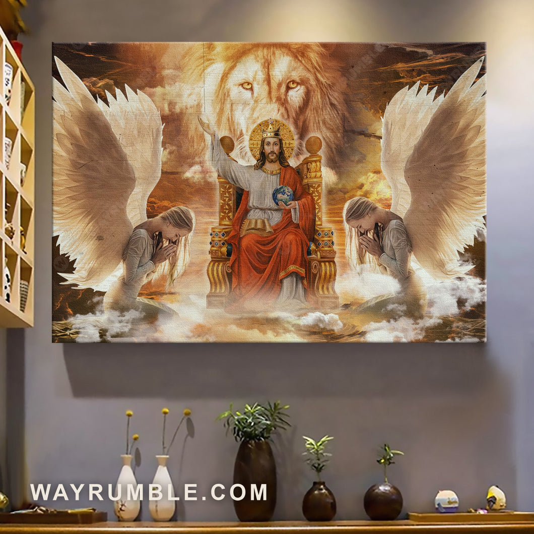 Stunning Jesus, King of Kings, Angel wings, Pray for healing - Jesus Landscape Canvas Prints, Christian Wall Art