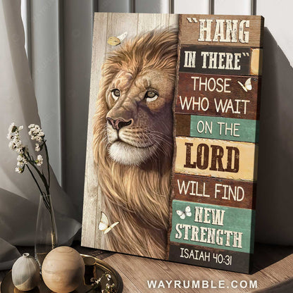 Beautiful lion artwork, White butterfly, Hang in there - Jesus Portrait Canvas Prints, Home Decor Wall Art