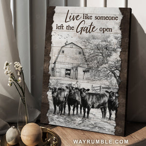 Vintage painting, Black and white drawing, Black cow, Live like someone - Jesus Portrait Canvas Prints, Home Decor Wall Art