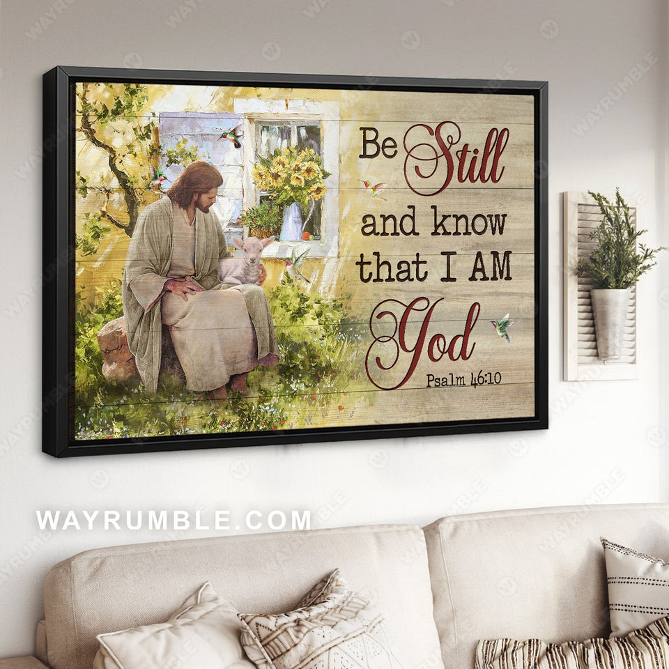 Spring garden, Lamb of God, Walking with Jesus, Be still and know that I am God - Jesus Landscape Canvas Prints, Home Decor Wall Art