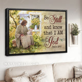 Spring garden, Lamb of God, Walking with Jesus, Be still and know that I am God - Jesus Landscape Canvas Prints, Home Decor Wall Art