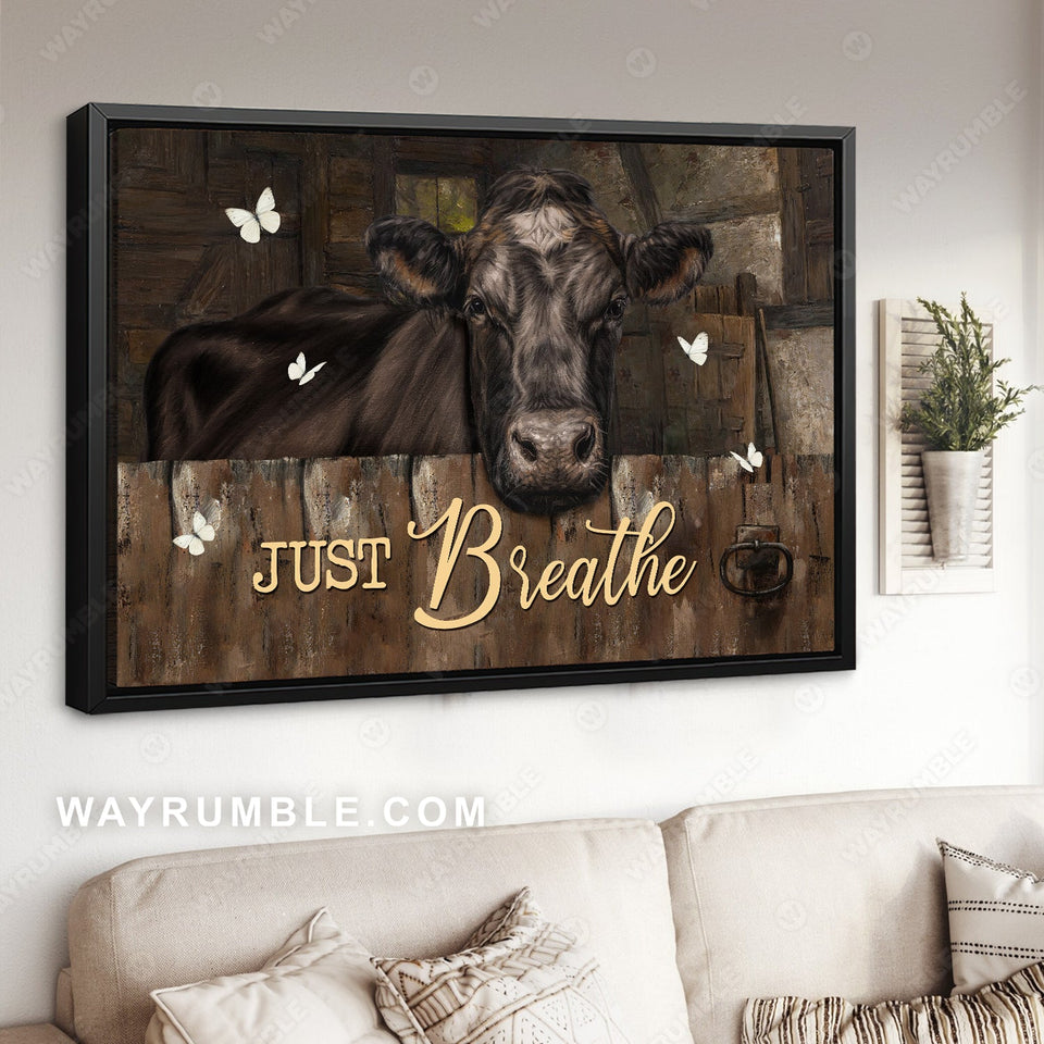 Stunning cow, Gift for cow lover, White butterfly, Just breathe - Jesus Landscape Canvas Prints, Home Decor Wall Art