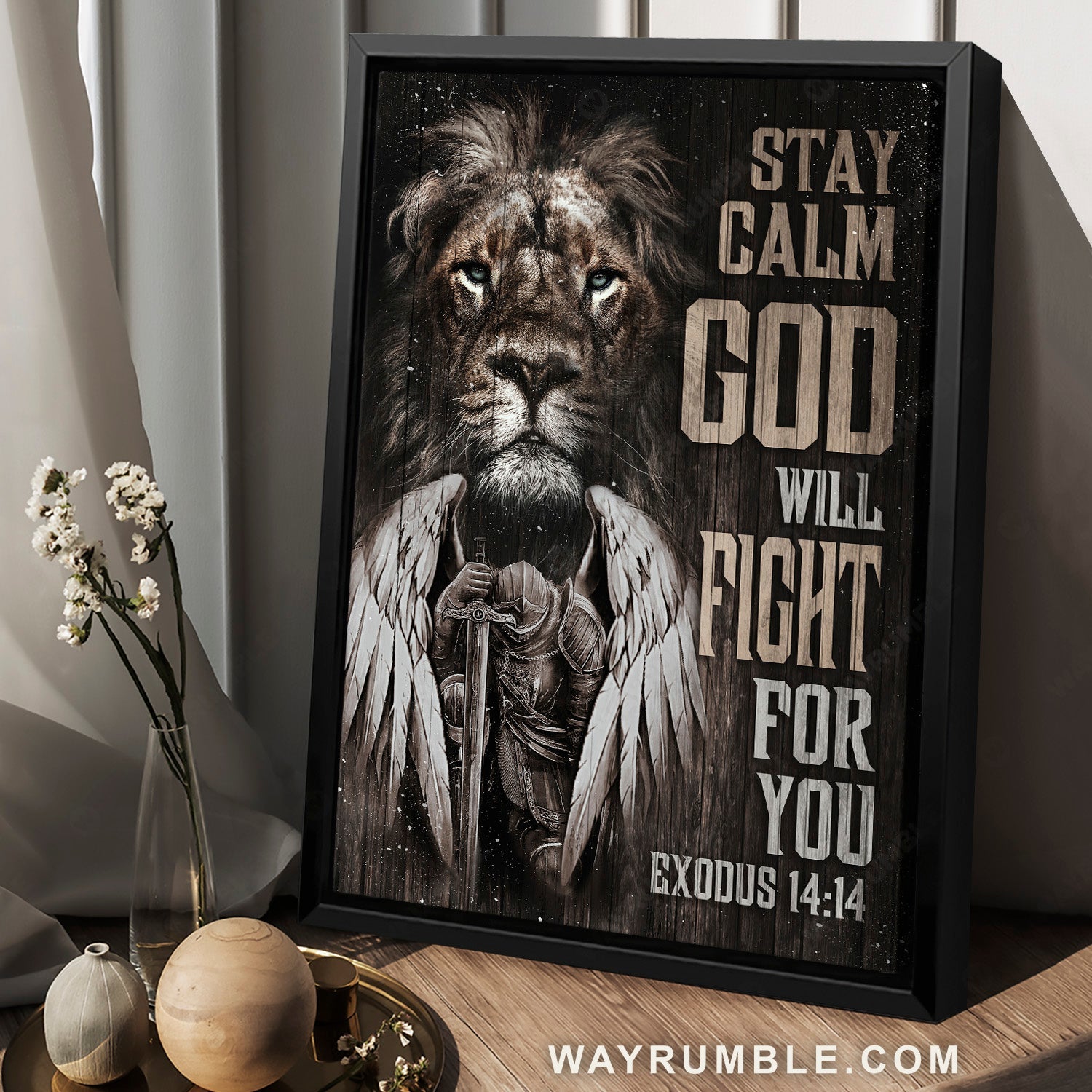 Black lion, Stunning warrior painting, God will fight for you - Jesus Portrait Canvas Prints, Home Decor Wall Art