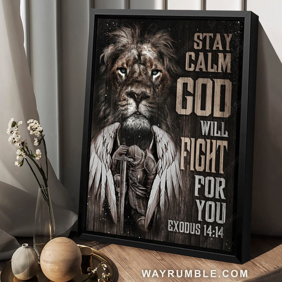 Black lion, Stunning warrior painting, God will fight for you - Jesus Portrait Canvas Prints, Home Decor Wall Art