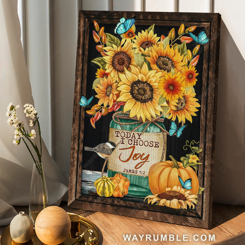 Brilliant sunflower, Pumpkin painting, Butterfly drawing, Today I choose joy - Jesus Portrait Canvas Prints, Home Decor Wall Art
