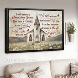Watercolor church painting, Dandelion field, I still believe in amazing grace - Jesus Landscape Canvas Prints, Home Decor Wall Art