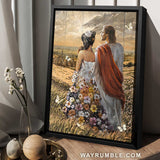 Jesus artwork, Beautiful girl, Flower dress, Countryside painting - Jesus Portrait Canvas Prints, Home Decor Wall Art