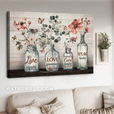 Pretty flower painting, Light red butterfly, Live simply - Jesus Landscape Canvas Prints, Home Decor Wall Art