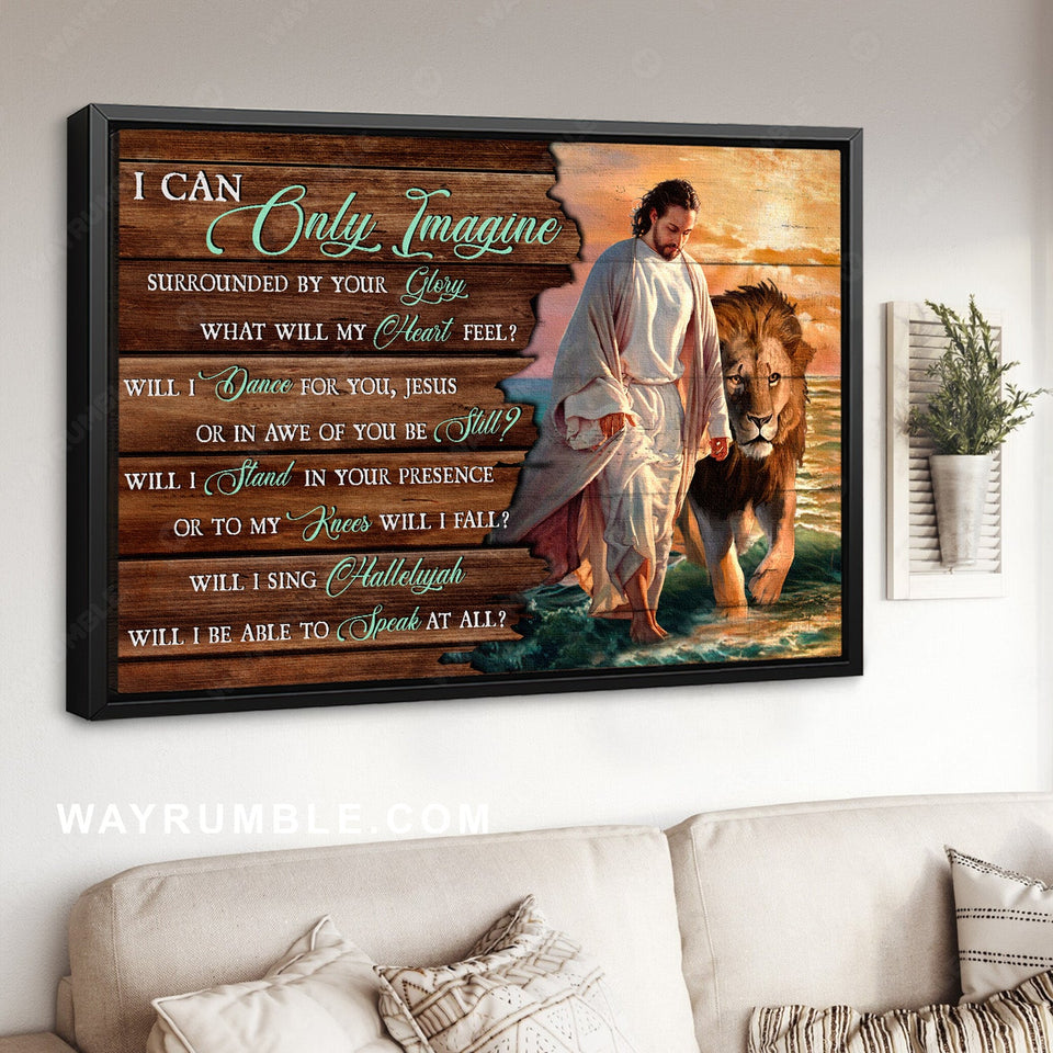 Colorful sunset, Lion painting, Walking with Jesus, I can only imagine - Jesus Landscape Canvas Prints, Home Decor Wall Art