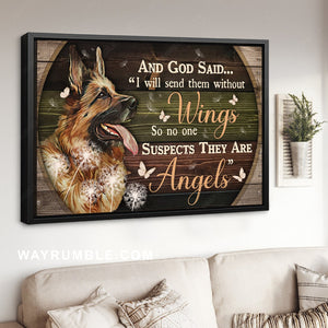 German Shepherd dog, Dandelion drawing, I will send them without wings - Jesus Landscape Canvas Prints, Home Decor Wall Art