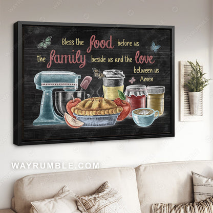 Kitchen painting, Unique drawing, Bless the food before us - Jesus Landscape Canvas Prints, Home Decor Wall Art