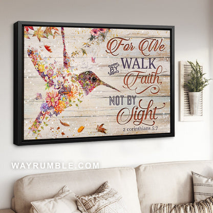 Unique hummingbird, Flower painting, Spring forest, For we walk by faith - Jesus Landscape Canvas Prints, Home Decor Wall Art