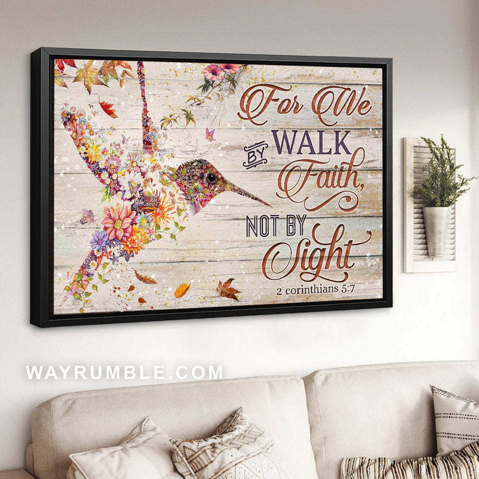 Unique hummingbird, Flower painting, Spring forest, For we walk by faith - Jesus Landscape Canvas Prints, Home Decor Wall Art