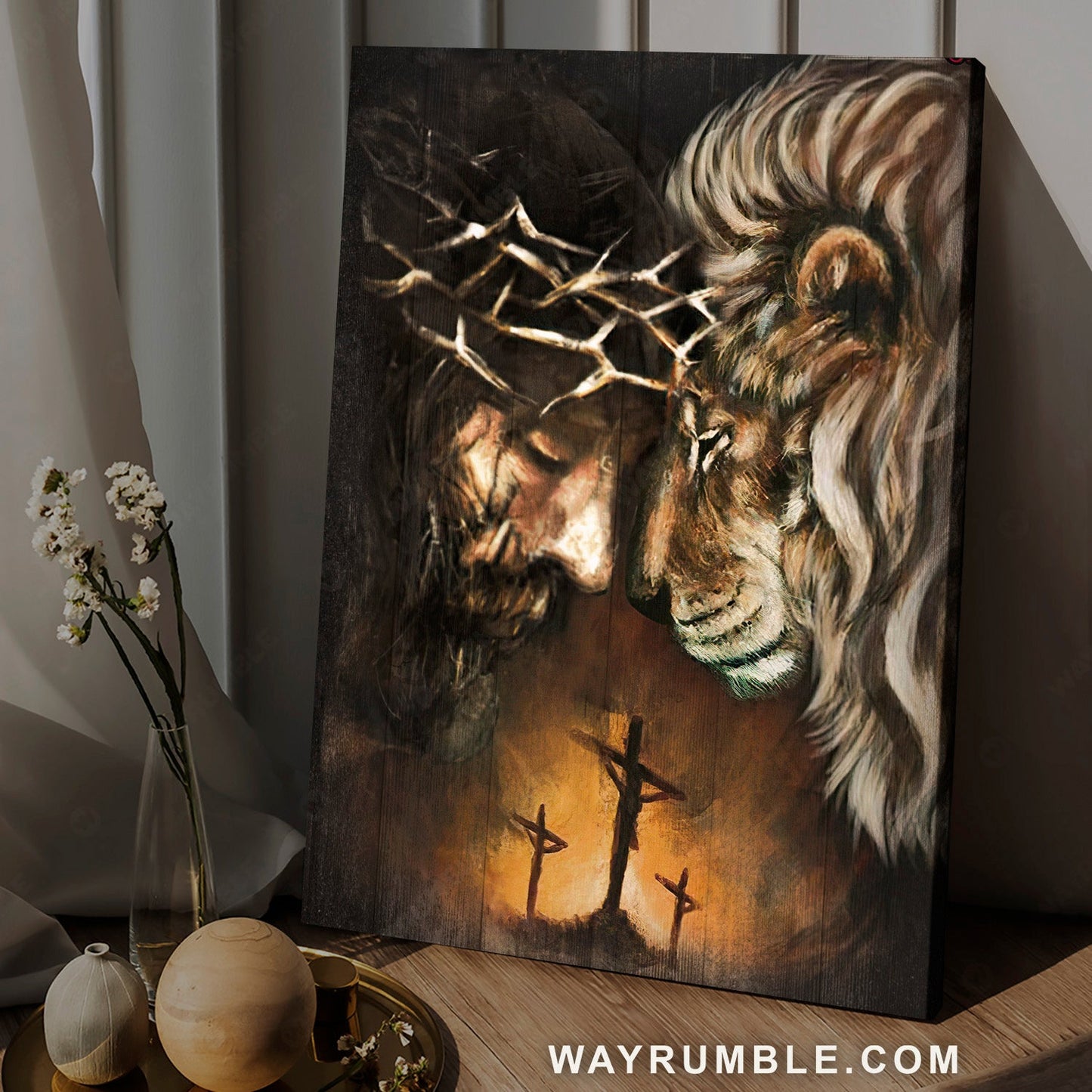 Lion of Judah, Stunning crown of thorn, The life of Jesus - Jesus Portrait Canvas Prints, Home Decor Wall Art