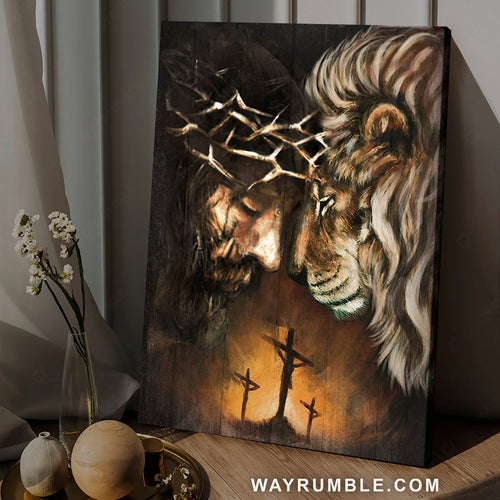Lion of Judah, Stunning crown of thorn, The life of Jesus - Jesus Portrait Canvas Prints, Home Decor Wall Art