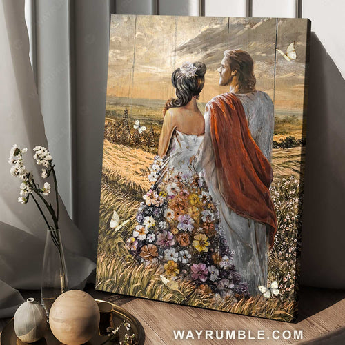 Jesus artwork, Beautiful girl, Flower dress, Countryside painting - Jesus Portrait Canvas Prints, Home Decor Wall Art