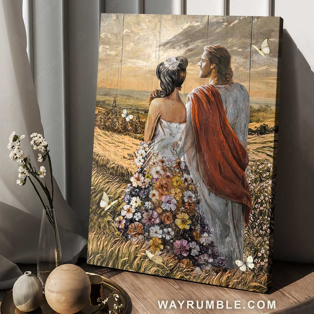 Jesus artwork, Beautiful girl, Flower dress, Countryside painting - Jesus Portrait Canvas Prints, Home Decor Wall Art