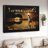 Beautiful night, Full moon drawing, Jesus walking on water, I will walk by faith - Jesus Landscape Canvas Prints, Home Decor Wall Art