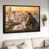 Stunning lion, Little lamb, Circle rock, Be still and know that I am God - Jesus Landscape Canvas Prints, Home Decor Wall Art