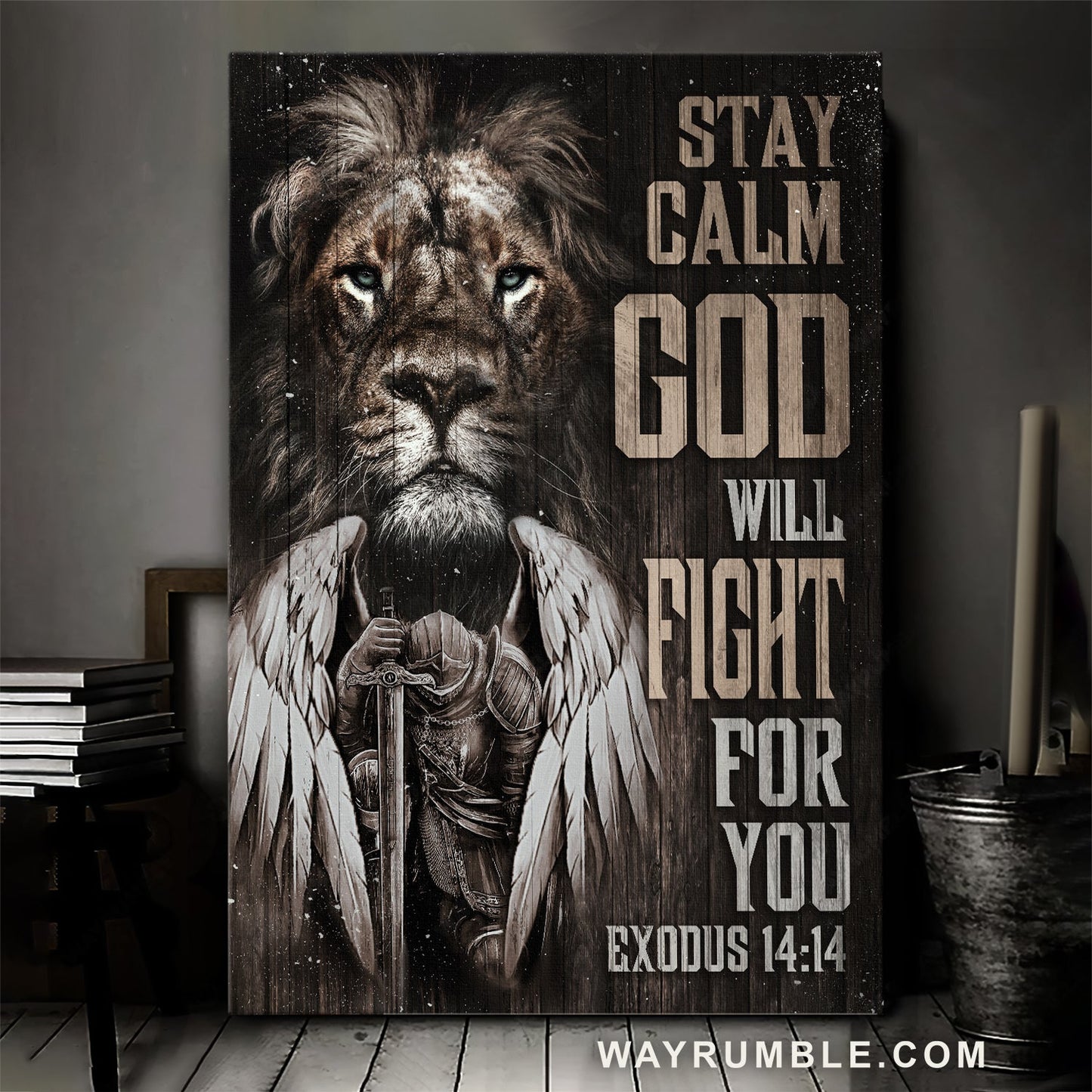 Black lion, Stunning warrior painting, God will fight for you - Jesus Portrait Canvas Prints, Home Decor Wall Art