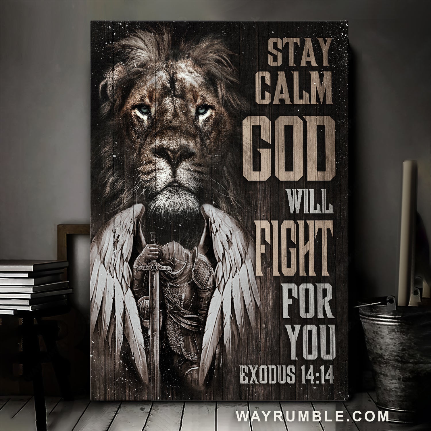 Black lion, Stunning warrior painting, God will fight for you - Jesus Portrait Canvas Prints, Home Decor Wall Art