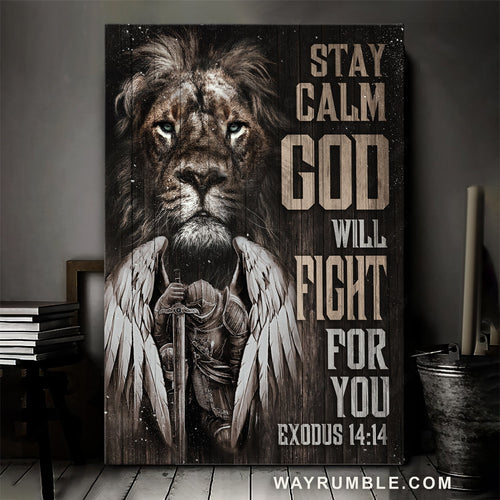 Black lion, Stunning warrior painting, God will fight for you - Jesus Portrait Canvas Prints, Home Decor Wall Art