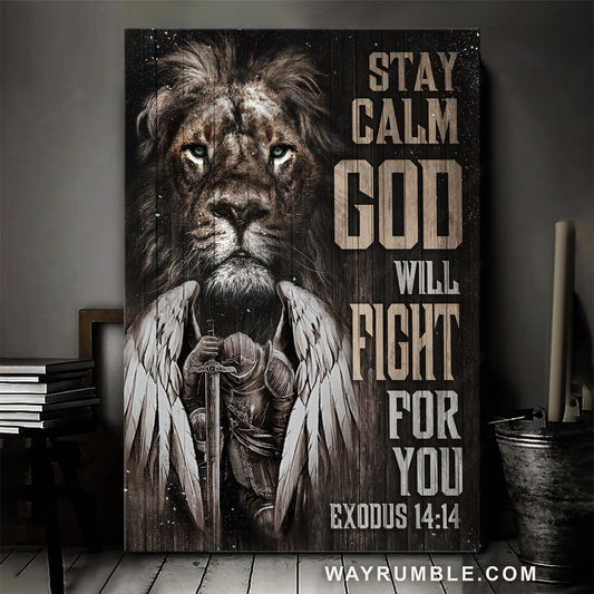 Black lion, Stunning warrior painting, God will fight for you - Jesus Portrait Canvas Prints, Home Decor Wall Art