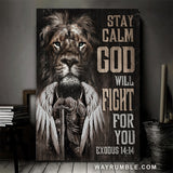 Black lion, Stunning warrior painting, God will fight for you - Jesus Portrait Canvas Prints, Home Decor Wall Art