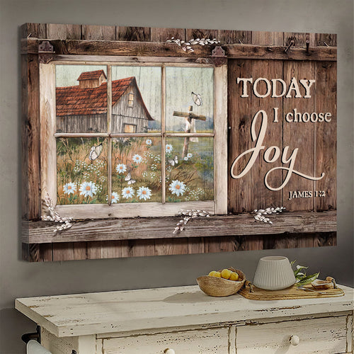 Window painting Daisy garden Today I choose joy - Matte Canvas