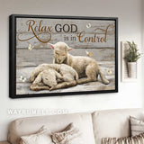 Stunning Lamb of God, White butterfly, Relax God is in control - Jesus Landscape Canvas Prints, Home Decor Wall Art