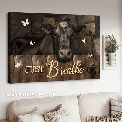 Stunning cow, Gift for cow lover, White butterfly, Just breathe - Jesus Landscape Canvas Prints, Home Decor Wall Art