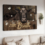 Stunning cow, Gift for cow lover, White butterfly, Just breathe - Jesus Landscape Canvas Prints, Home Decor Wall Art