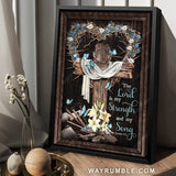 Stunning heart, Beautiful cross, Blue butterfly, The Lord is my strength - Jesus Portrait Canvas Prints, Home Decor Wall Art