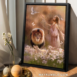Lion of Judah, Jesus calls, Daisy field, Lovely lamb drawing - Jesus Portrait Canvas Prints, Home Decor Wall Art