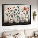 Pretty flower painting, Light red butterfly, Live simply - Jesus Landscape Canvas Prints, Home Decor Wall Art