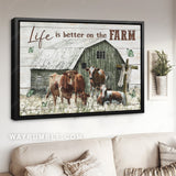 Amazing cow drawing, Dandelion field, Old barn, Life is better on the farm - Jesus Landscape Canvas Prints, Home Decor Wall Art