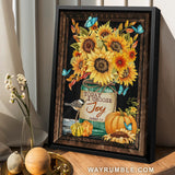 Brilliant sunflower, Pumpkin painting, Butterfly drawing, Today I choose joy - Jesus Portrait Canvas Prints, Home Decor Wall Art