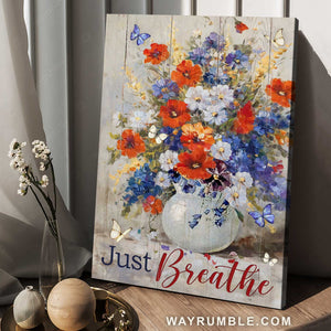 Watercolor painting, Stunning flower, Colorful butterfly, Just breathe - Jesus Portrait Canvas Prints, Home Decor Wall Art