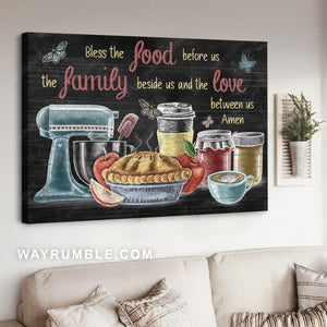 Kitchen painting, Unique drawing, Bless the food before us - Jesus Landscape Canvas Prints, Home Decor Wall Art