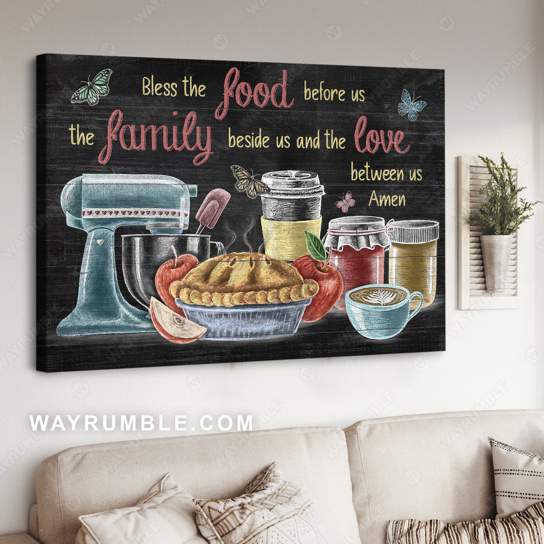 Kitchen painting, Unique drawing, Bless the food before us - Jesus Landscape Canvas Prints, Home Decor Wall Art