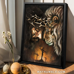 Lion of Judah, Stunning crown of thorn, The life of Jesus - Jesus Portrait Canvas Prints, Home Decor Wall Art