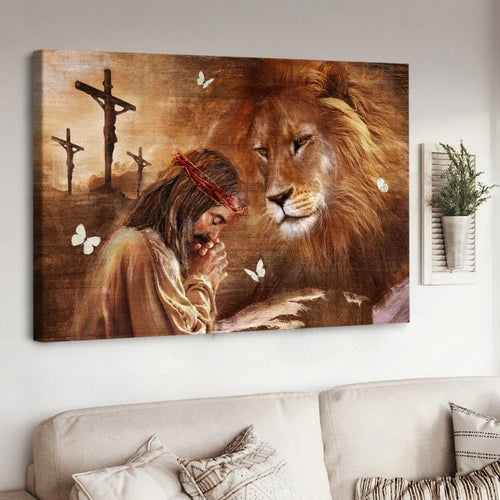 Jesus Lion Pray for healing - Matte Canvas