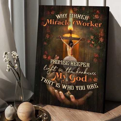 Pretty candle Rose garden Jesus Way maker Miracle worker - Matte Canvas