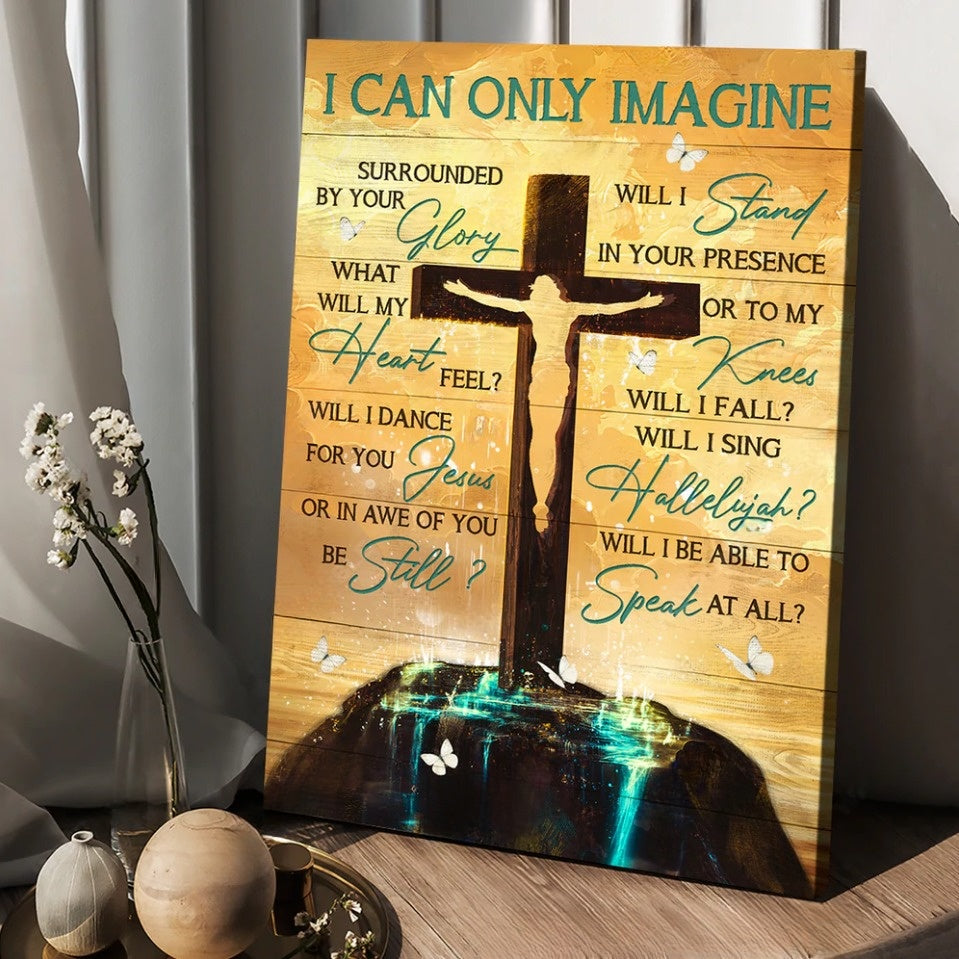 Jesus on the cross Halo background I can only imagine - Matte Canvas