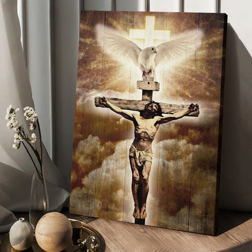 Jesus on the cross painting Pretty dove Cross - Matte Canvas