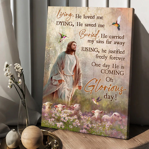 Jesus Flower field Lambs of God He loved me he saved me - Matte Canvas