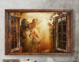 Jesus the lamb and the dove Window frame - Matte Canvas