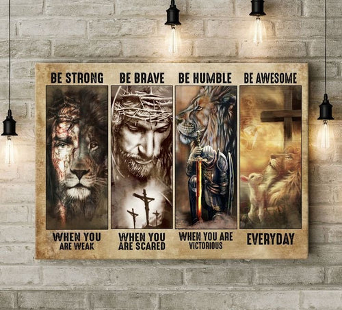 Jesus painting Lion king Be strong when you are weak - Matte Canvas