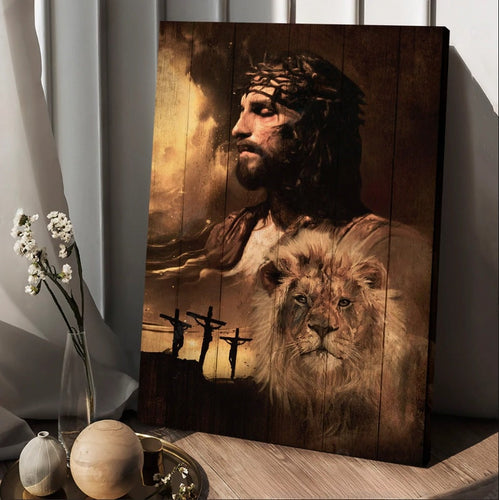 Jesus Lion of Jesus The rugged cross The amazing the sacrifice of Jesus Christ - Matte Canvas