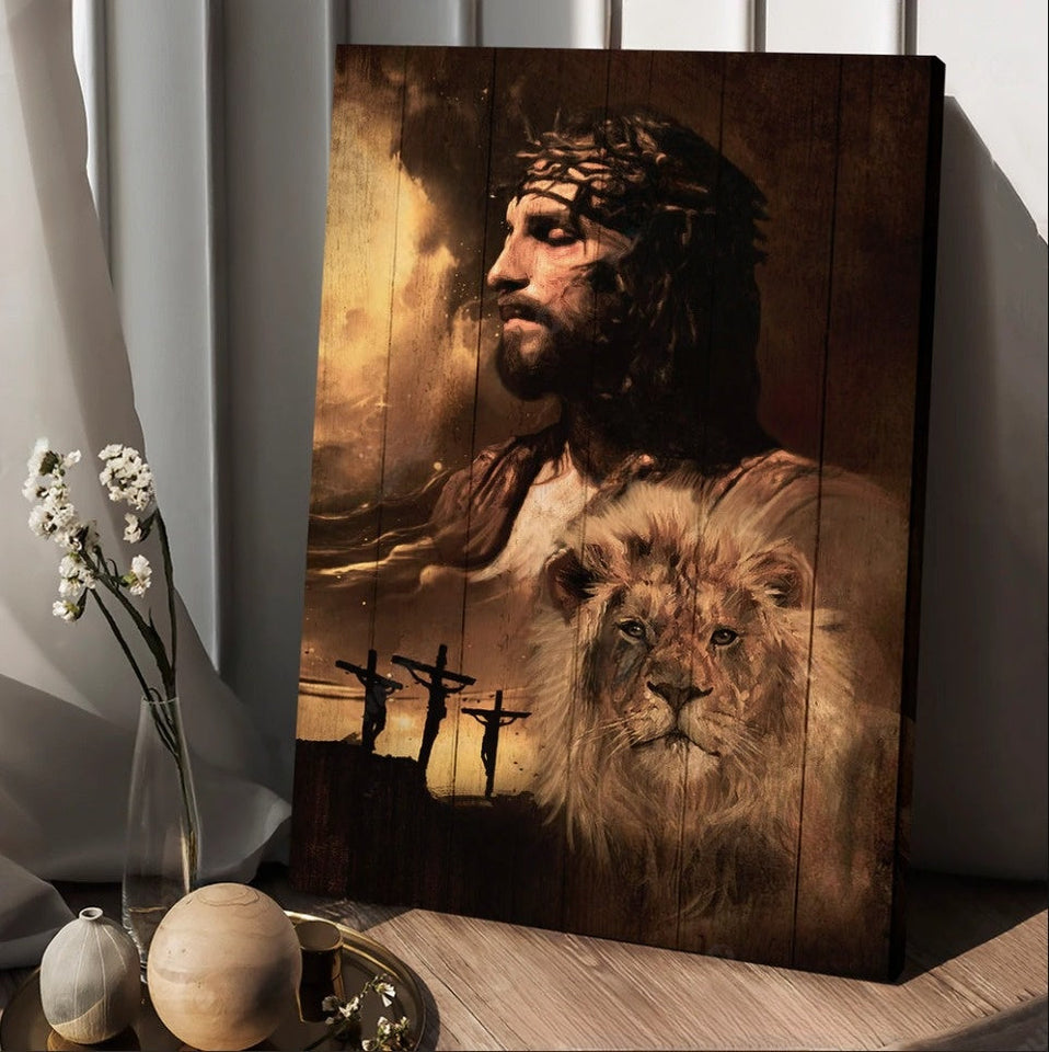 Jesus Lion of Jesus The rugged cross The amazing the sacrifice of Jesus Christ - Matte Canvas